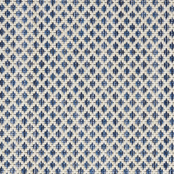 Nourison Home Courtyard Ivory Blue 5' x Round Area Rug - Easy Clean, Non Shedding, Bed Room, Living Room, Dining Room, Kitchen (5' x Round)
