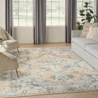 Nourison Home Astra Machine Washable Beige Blue 7'10" x 10' Area Rug - Easy Clean, Non Shedding, Bed Room, Living Room, Dining Room, Kitchen (8' x 10')