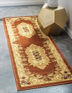 Unique Loom Versailles Collection Traditional Classic Floral Motif Area Rug (2' 7 x 10' 0 Runner, Terracotta/ Ivory)