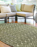 Unique Loom Outdoor Trellis Collection Area Rug - Tribal Trellis (7' 10" x 10' Oval, Green/ Natural)
