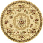 Rugs.com Chateau Collection Rug – 6 Ft Round Cream Medium Rug Perfect for Kitchens, Dining Rooms