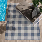 CAMILSON Outdoor Rug - Modern Area Rugs for Indoor and Outdoor Patios, Kitchen and Hallway mats - Easy Cleaning Non Shedding Washable Outside Carpet (6x9, Buffalo - Blue/White)