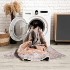 Bloom Rugs Washable 7 ft Runner - Terracotta/Blue Traditional Runner for Entryway, Hallway, Bathroom, and Kitchen - Exact Size: 2.5' x 7'