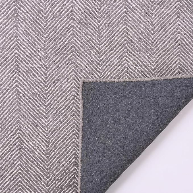 Modern Herringbone Chevron Collection Handcrafted Wool Area Rug - Durable, Zigzag Pattern, for High Traffic, Contemporary Design for Living Room, Bedroom, Dining Room Decor (Smoke Grey, 3' x 5')