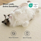 Bedsure 9x12 Faux Wool Area Rugs for Living Room, Machine Washable Carpet, Non-Slip Backing, Pet Friendly Throw Rug for Bedroom Dining Room, Linen
