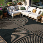 Lahome Modern Rainbow Easy Jute Outdoor Carpet, Washable Rugs 9x12 for Living Room Patio Large Farmhouse Indoor Outdoor Carpet, Contemporary Black Dining Room Rugs for Under Table Office Backyard