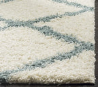 SAFAVIEH Dallas Shag Collection Runner Rug - 2'3" x 10', Ivory & Light Blue, Trellis Design, Non-Shedding & Easy Care, 1.5-inch Thick Ideal for High Traffic Areas in Living Room, Bedroom (SGD257J)