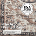ReaLife Rugs Machine Washable Area Rug - Living Room Bedroom Bathroom Kitchen Entryway Office - Padded Low Pile Stain Resistant Premium - Boho Farmhouse Vintage - Joy - Brown Beige 4' x 6'