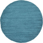 Unique Loom Solid Shag Collection Area Rug (8' Round, Deep Aqua Blue)