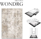 4x5 Washable Area Rug Brown Grey Abstract Entryway Office Throw Rug Neutral Modern Non Slip Soft Low Pile Indoor Carpet for Living Room Bedroom Kitchen Entrance