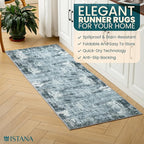 Istana Hallway Runner Rug 2x6 - Blue Kitchen Rugs Non Slip Washable -Silk's Soft Touch Carpet Runner - Stylish Rug Runner for Home