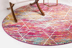 Unique Loom Trellis Frieze Collection Area Rug - Geometric (8' Round, Multi/ Ivory)