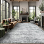 Gray Extra Large Rugs for Living Room Minimalist Aesthetic Abstract 9x12 Area Rug for Office Playroom Light Grey Low Pile Floor Covering Carpet with Non Slip Washable