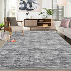 RUGSREAL Area Rug 5x7 Machine Washable Area Rug for Living Room Non-Slip Stain Resistant Modern Abstract Bedroom Rug Contemporary Solid Throw Rug Foldable Floor Carpet for Dining Room, Ivory/Grey