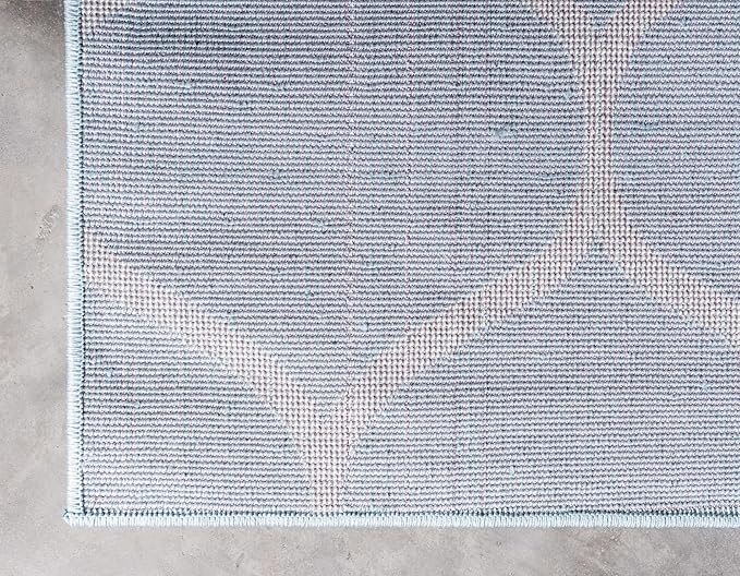 Rugs.com Lattice Frieze Collection Rug – 9' x 12' Light Blue Medium Rug Perfect for Living Rooms, Large Dining Rooms, Open Floorplans