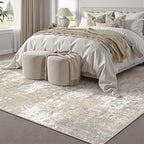 Modern Abstract Beige Gray Area Rug 3x5 Entryway Machine Washable Office Carpet Kitchen Door Mat Indoor Accent Throw Low Pile Non Slip Distressed Living Dining Laundry Room Bedroom