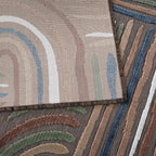 CAMILSON Indoor Outdoor Rug, Brown 5x7 Geometric Arch Striped Area Rugs for Patio and Home Areas, Easy-Cleaning Non-Shedding Living Room, Garden and Deck Washable Outside Carpet (5 x 7)