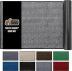 GORILLA GRIP Waterproof Traffic Guard Door Mat, 47x35, Heavy Duty Entryway Mats, Strong Rubber Back Commercial Utility Rugs for Office Hallway, Garage Floor and Home, Low Profile Carpet, Light Gray