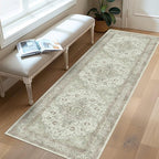 vivorug Runner Rug 2'x7' Vintage Floral Washable Non-Slip Runners for Hallways Kitchen Entryway Laundry Room Carpet Hallway Runner Sage Green