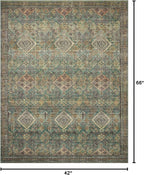 Loloi Magnolia Home by Joanna Gaines Sinclair Collection SIN-03 Turquoise/Multi 3'-6" x 5'-6", .25" Pile Height, Machine Washable, Accent Rug