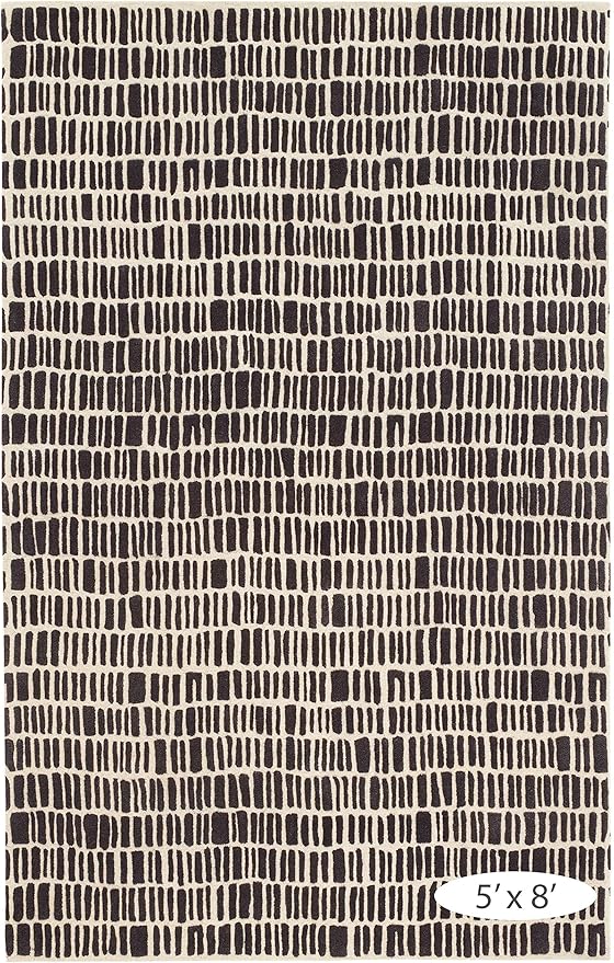 Dash and Albert Roark Wool Area Rug - 7.5 X 9.5 Charcoal Geometric Hand Tufted Accent Rug - Durable, High Traffic Areas Hallway, Living Room, Stairs - Premium Luxury Hotel Quality Soft Breathable