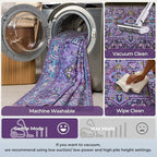 Kokia 8x10 Washable Area Rugs Violet Purple with Vintage Orient Design Soft Rug for Living Room or Bedroom Non-Slip Low Pile Stain Resistance Features Distressed Medallion Pattern