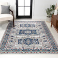 JONATHAN Y Modern Vintage Medallion Blue/Light Grey Indoor Area Rug, 5x8, Country, Floral, Easy-Cleaning for Living Room, Bedroom, Kitchen, Pet Friendly, Non-Shedding (MDP108A-5)