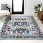 JONATHAN Y Modern Vintage Medallion Blue/Light Grey Indoor Area Rug, 5x8, Country, Floral, Easy-Cleaning for Living Room, Bedroom, Kitchen, Pet Friendly, Non-Shedding (MDP108A-5)
