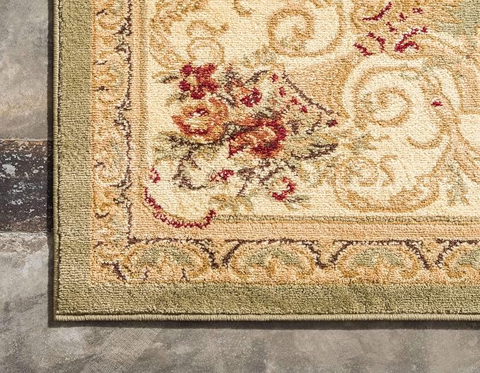 Unique Loom Versailles Collection Traditional Classic Floral Motif Area Rug (2' 2 x 3' 0 Rectangular, Green/ Ivory)