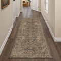 2x6 Brown Washable Vintage Runner Rug for Living Room Bedroom Soft Tranditional Non Slip Runner Area Rug Lightweight Floral Low Pile Distressed Runner Kitchen Hallway Bedroom