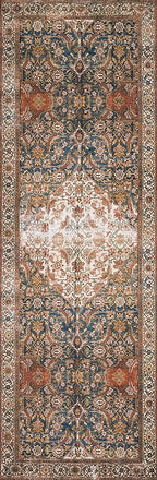 Loloi Layla Collection LAY-05 Ocean/Multi 2'-6" x 9'-6" .13" Thick Runner Rug, Soft, Durable, Vintage Inspired, Distressed, Low Pile, Non-Shedding, Easy Clean, Printed, Living Room Rug