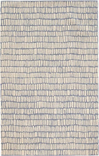 Dash and Albert Roark Pewter Blue Hand Tufted Wool Rug, 5 X 8 Feet, Blue/Ivory Geometric Pattern - Premium Luxury Hotel Quality Soft Breathable Hypoallergenic Machine Washable Easy Care All Season