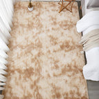 Andency Soft Area Rugs for Living Room Bedroom, 4x6 Fluffy Shaggy Bedside Rug, Non-Slip Large Shag Fuzzy Plush Carpets for Bedroom Kids Dorm Nursery Home Decor Aesthetic, Tie-Dyed Beige