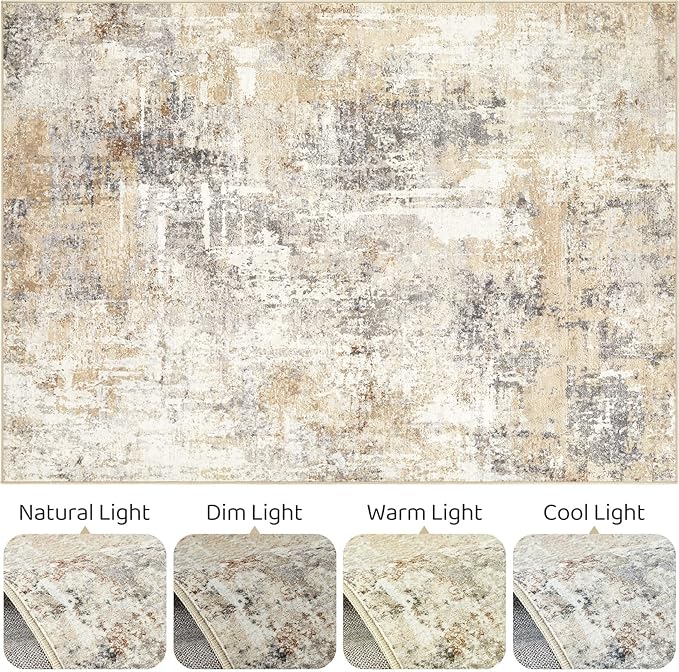 3X5 Rug Washable Area Rugs: Abstract Modern Soft Stain Resistant Indoor Floor Non Slip Throw Carpet for Entryway Living Room Closet Front Door Kitchen Bedroom Bedside Office Dorm- Gray Gold