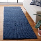SAFAVIEH Natura Collection Runner Rug - 2'3" x 8', Navy & Blue, Handmade Wool Blend, Textured Design, Ideal for Hallway, Bedroom, Foyer (NAT620M)