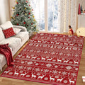 Christmas Rug 4x6 Washable Rugs, Boho Christmas Tree Snowflake Rug Non-Slip Soft Low Pile Non Shedding Indoor Holiday Decor Carpet for Living Room Bedroom Dining Room Home Office (Xmas Red, 4'x6')