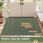 BEQHAUSE Dirt Trapper Door Mat 32" x 48", Non-Slip Washable Doormats Entrance Mat, Dirt Resistant and Absorbent Welcome Mat, Low Profile Floor Mats for Front Back Door and Entryway, Green