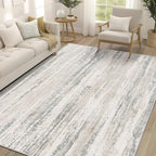 MUJOO 5x7 Washable Area Rug,Modern Abstract Rugs for Living Room Bedroom Dining Room,Large Non Slip Carpet Indoor,Low Pile Throw Rug Accent Neutral Beige and Grey