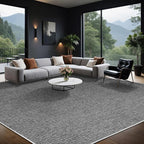 LBRO2M Easy Jute Solid Area Rug 9X12 Washable Rugs for Living Room Bedroom Natural Jute Look Indoor Outdoor Rug Durable, Solid Non Shedding Eco Friendly (9X12 Black Gray)