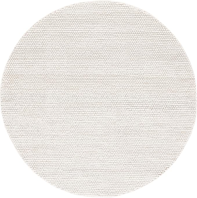 SAFAVIEH Natura Collection Area Rug - 8' Round, Ivory, Handmade Wool Blend, Textured Design, Ideal for Living Room, Bedroom, Dining Space (NAT620A)