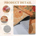 DUKINO 2x6 Runner Rug for Hallway, Washable Kitchen Runner Rug with Non Slip Backing, Low Pile Soft Boho Floral Runner for Kitchen, Hallway, Entryway, Laundry, Bedroom, Orange