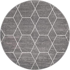 Unique Loom Trellis Frieze Collection Area Rug - Geometric (6' Round, Dark Gray/ Ivory)