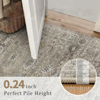 5x7 Washable Rug for Living Room Large Vintage Distressed Bedroom Rug Low Pile Non-Slip Soft Boho Carpets for Bedroom Dining Room Home Office Indoor Nursery Antique/Moss