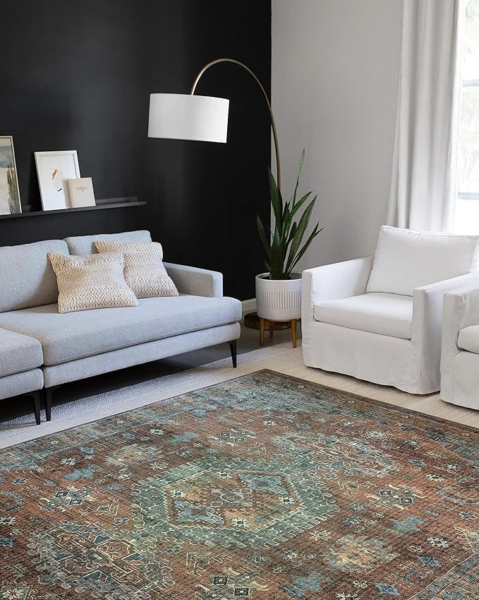Loloi II Skye Collection SKY-07 Terracotta/Sky 2'-6" x 7'-6" Runner Rug