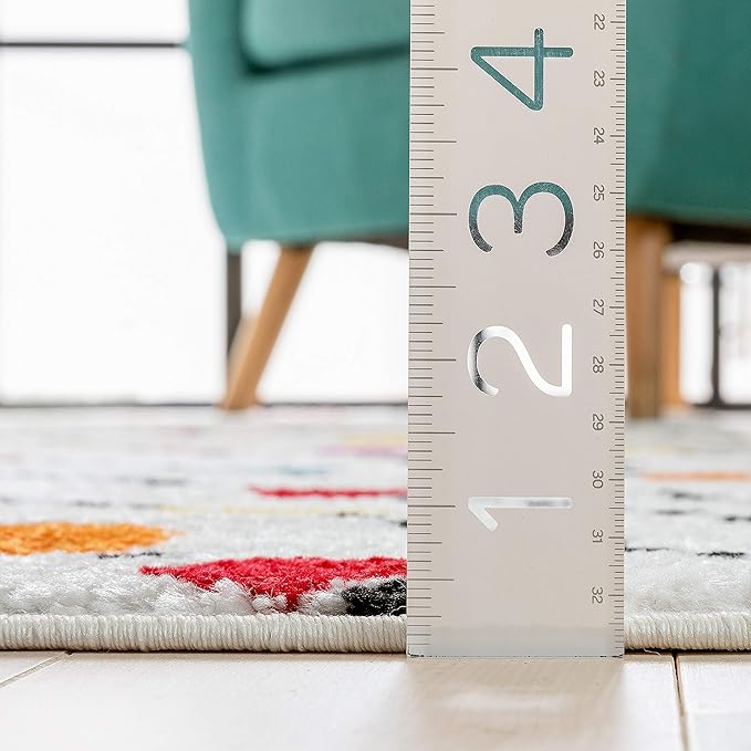 Well Woven Modern Rug Dandy Dots Stripes Ivory 3'3'' x 5' Accent Area Rug Entryway Bright Kids Room Kitchn Bedroom Carpet Bathroom Soft Durable Area Rug