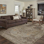 5x7 Brown Washable Vintage Area Rug for Living Room Bedroom Non Slip Distressed Traditional Soft Large Throw Rug Low Pile Lightweight Floral Carpet Office Classroom Dining Laundry Room