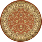 Unique Loom Voyage Collection Traditional Oriental Classic Intricate Design Area Rug (6' 0 x 6' 0 Round, Terracotta/Ivory)