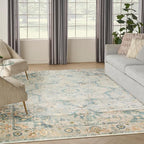 Nourison Home Astra Machine Washable Light Blue 6'7" x 9' Area Rug - Easy Clean, Non Shedding, Bed Room, Living Room, Dining Room, Kitchen (7' x 9')