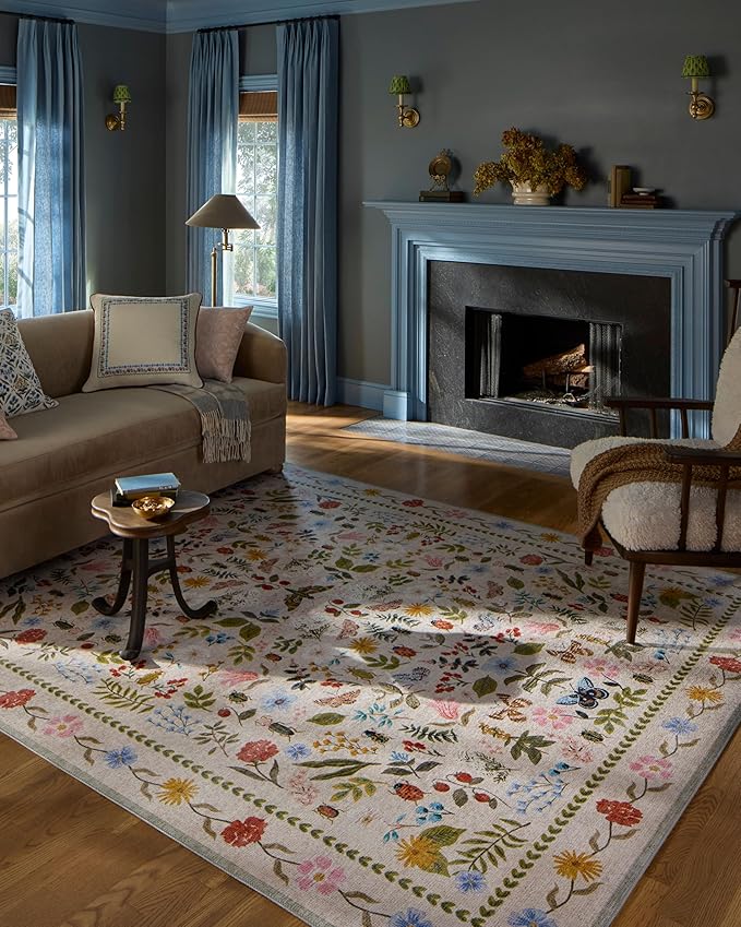 Loloi Rifle Paper Co. Canopy Collection CNP-04 Cream/Multi 2'-3" x 3'-9" Accent Rug