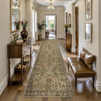 Tangsoo Brown Hallway Runner Rugs 2.6x12 Washable Runner Rug for Hallways, Non Slip Floral Vintage Soft Low Pile 12ft Long Rug Runner, Indoor Carpet Runners for Living Room Kitchen Bedroom Entryway